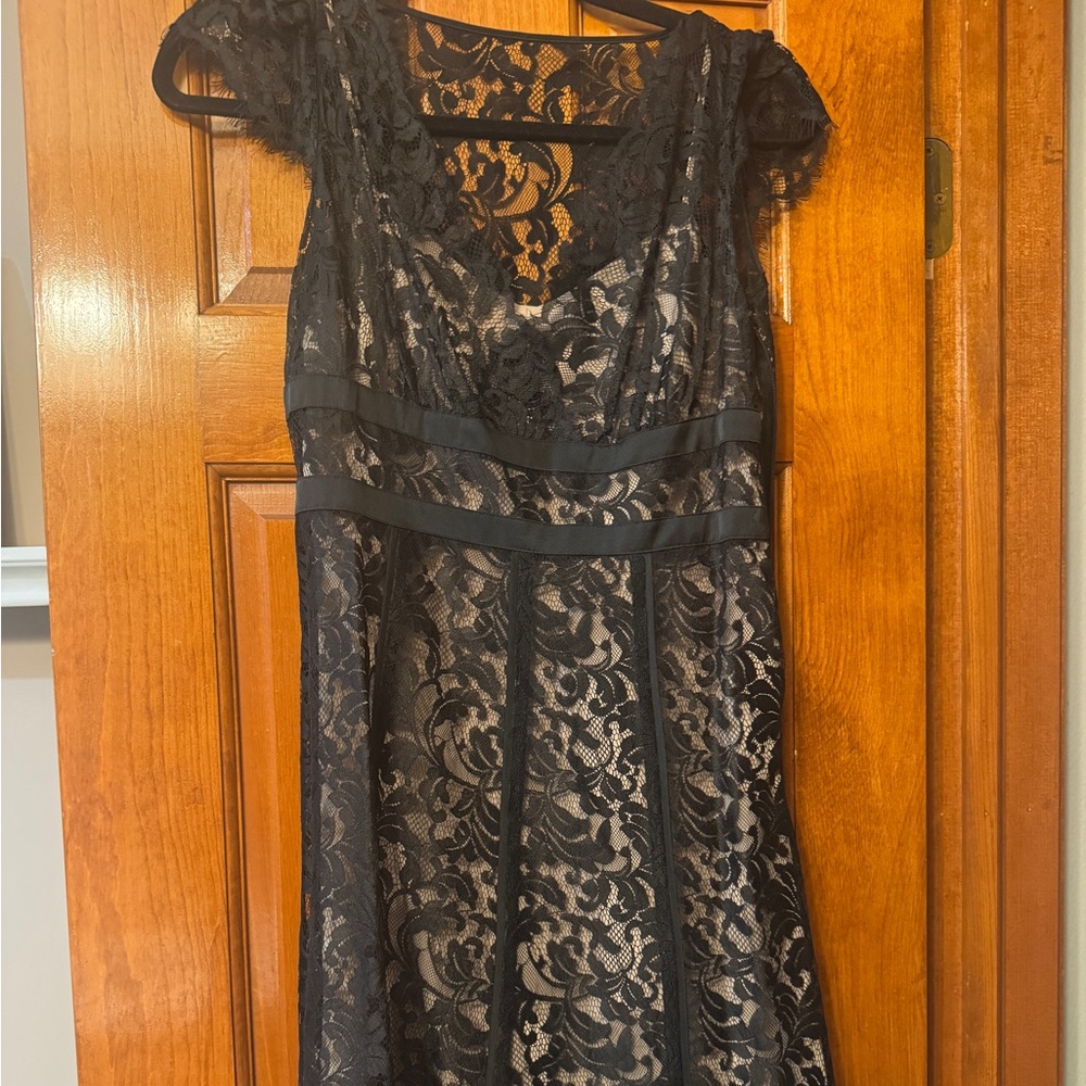 LOFT Black Lace Midi Dress